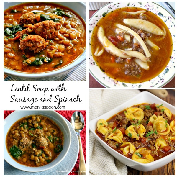 Collage photo of four bowls of Beef Soups