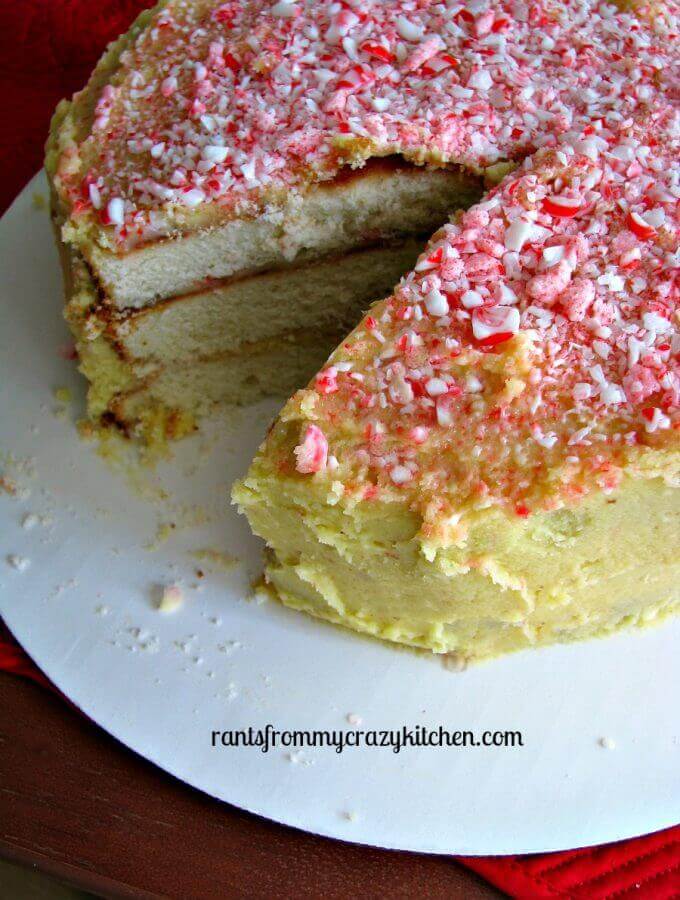 White Christmas Peppermint Cake