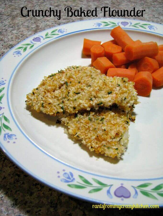 Simply seasoned and crunchy baked flounder recipe. Perfect for an easy weeknight dinner. Serve with steamed vegetables or a healthy salad for a complete, heart healthy meal without a lot of cholesterol or calories.