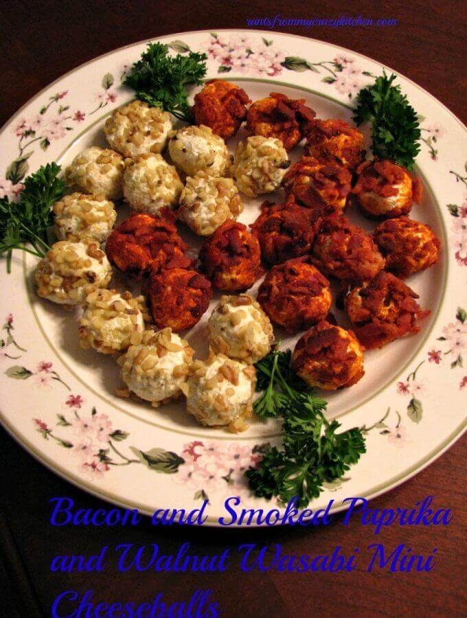 Bacon and Smoked Paprika and Walnut Wasabi Mini Cheese Balls