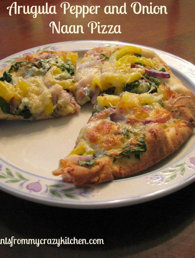 Arugula Pepper and Onion Nann Pizza