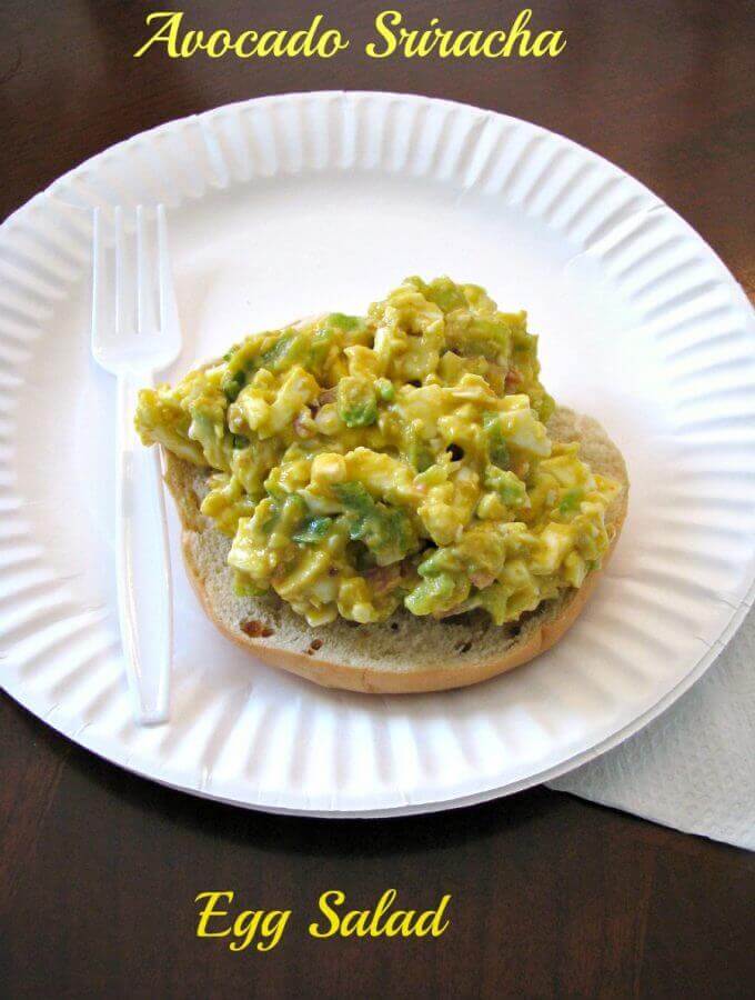 Avocado Sriracha Egg Salad- Take egg salad to a whole new level with the addition of avocado, sriracha sauce, and crispy bacon! Great on it's own, or as a sandwich.