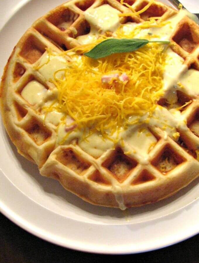 Savory Ham, Cheese and Sage Waffles