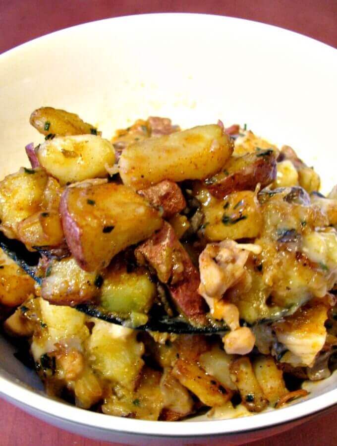Fried Potatoes with Oyster Mushrooms and Brie