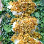 Italian Panko Baked Haddock made with buttery, seasoned, crispy panko breadcrumbs, baked on a bed of spinach and served with rice. Ready to eat in 30 minutes!
