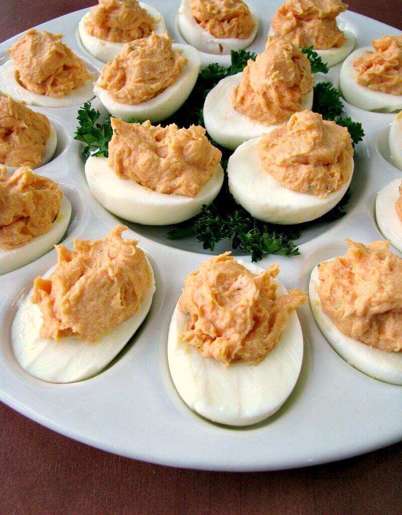 Put a twist on traditional deviled eggs with these Smoked Salmon Deviled Eggs made with puréed smoked salmon and goat cheese perfect for Easter.