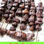 These easy to make Red Wine Marinated Beef Mushroom Kabobs, made with sirloin strip steak, baby portabella mushrooms, and Pinot Noir are great for summer cookouts, weeknights, or weekends.
