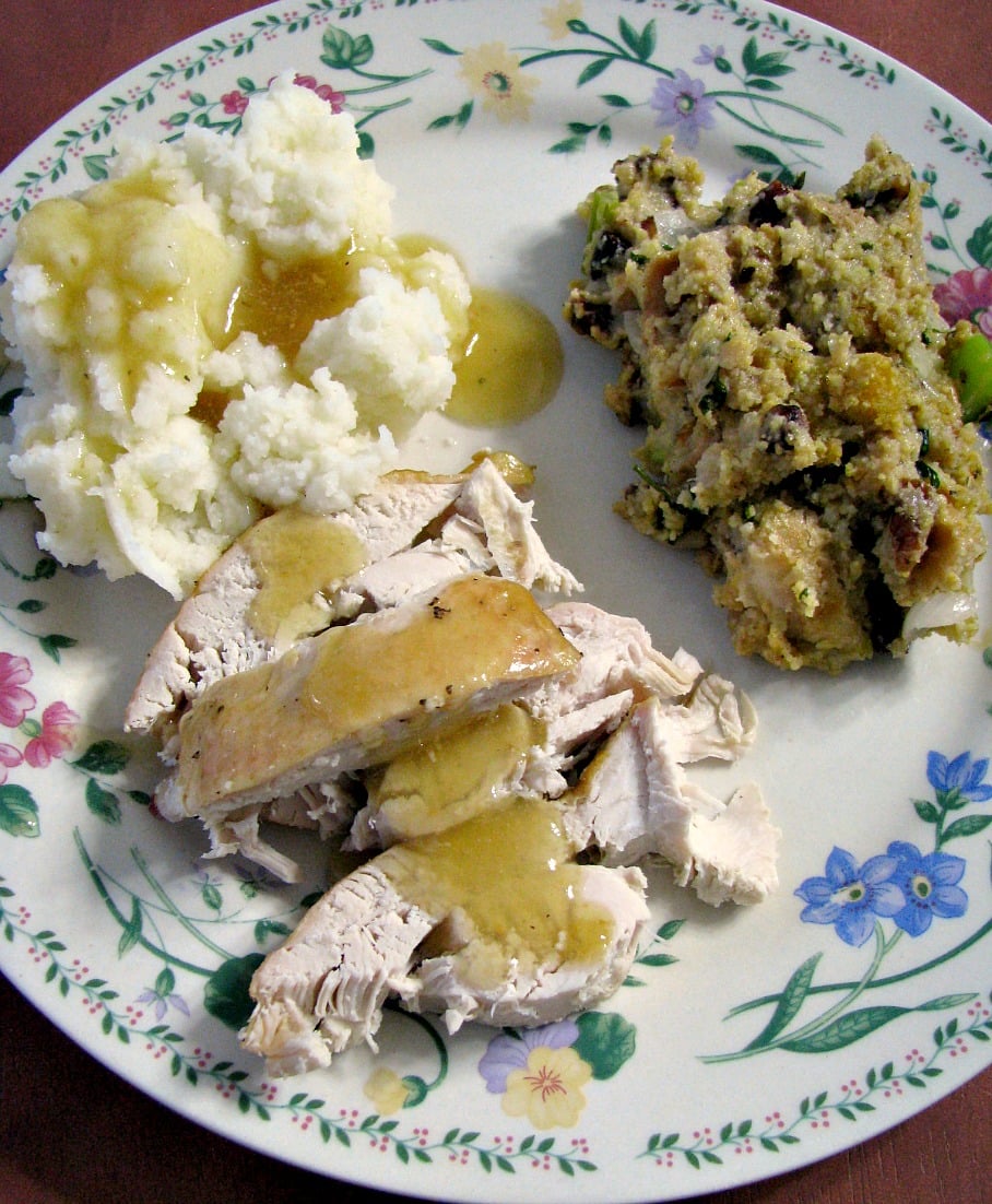 Perfect for smaller families, this Slow Cooker Turkey Breast With Gravy is easy to make and saves room in the oven for your other Thanksgiving dishes.