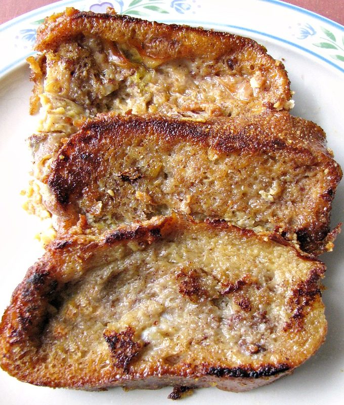 Close up photo of a plate of Caramel French Toast