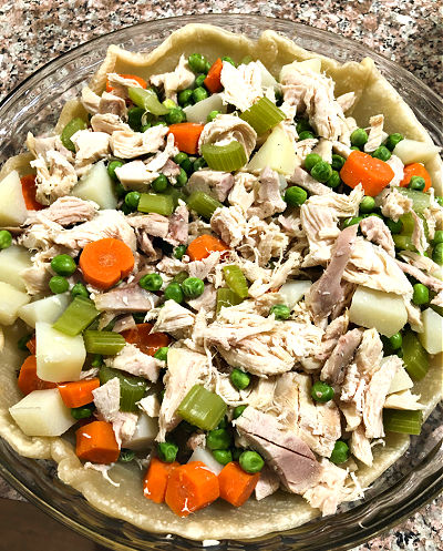 photo of chicken mixture in pie crust