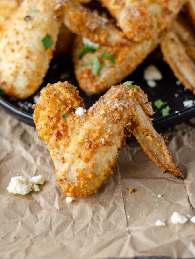 close up of garlic parmesan wings