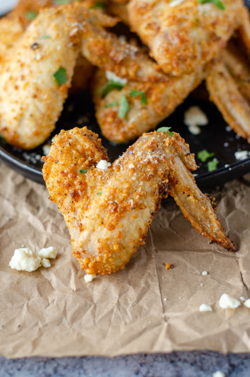 close up of garlic parmesan wings